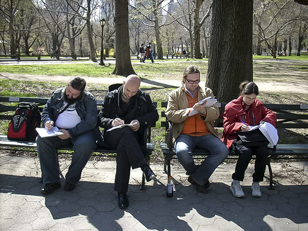 Повальное вдохновение. На снимке Дмитрий Данилов, Прилепин, Василий Чепелев, Ольга Зонберг