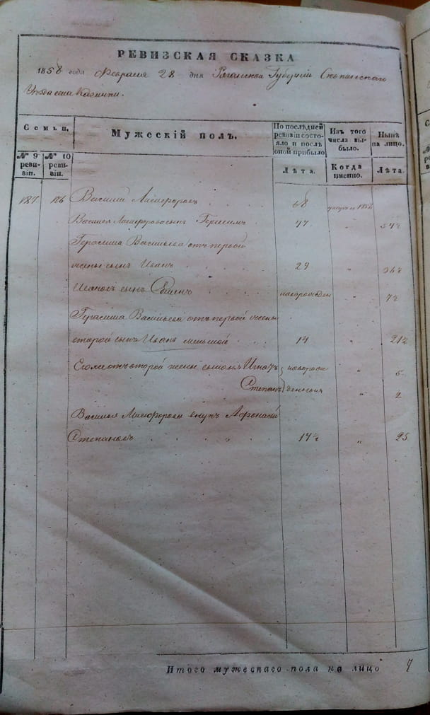 1858 г. Ревизия.